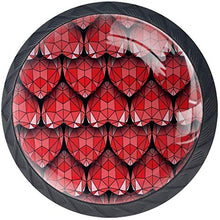 Cuori geometrici amore modello rosso Pomelli per Porta Set di 4 Pomelli per Mobili Manopole per Cassetti Cucina Armadio Vetro