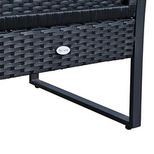 Outsunny Set Mobili da Giardino Tavolino con 2 Sedie 3pz con Cuscini Esterno Giardino Rattan Nero