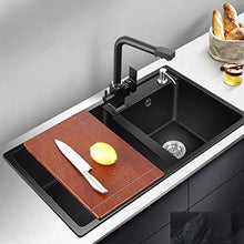 Lavandini bagno Kitchen Sink Nero Di Grande Capienza Rettangolare Doppio Lavabo Bar Cafe Sink Domestica Di Lunga Durata Facile Da Pulire Sink (Color : Black, Size : 72 * 40 * 20cm)