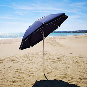 Ombrellone Alluminio 220 Camino Antivento Stecche FIberglass Spiaggia Mare Lido Blu