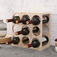 YQJ Portabottiglie in Legno Espandibile da Appoggio, Portabottiglie da Tavolo Impilabile Senza Vernice, Fai da Te di Forme Multiple per Cucina, Bar, Cantine, Magazzini,Flamed,1 Tier 6 Slot