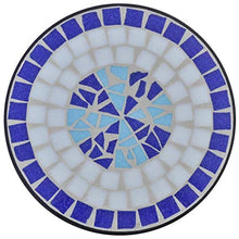 Oushome Tavolino Piante Modello Mosaico Blu e Bianco