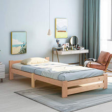 Keebgyy Letto in legno massiccio con testiera e rete a doghe, naturale (200 x 90 cm)