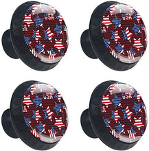 Bandiera USA Stelle rosse blu a strisce Pomelli per Porta Set di 4 Pomelli per Mobili Manopole per Cassetti Cucina Armadio Vetro