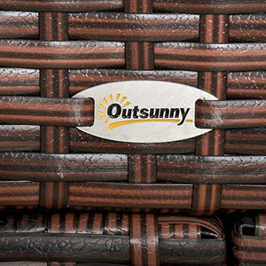 Outsunny Divano da Esterno Convertibile in Rattan Marrone, Salotto Mobile da Giardino con Cuscini Imbottiti, 220x68x62cm