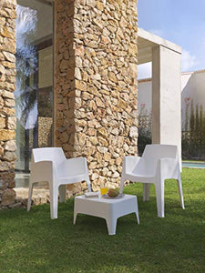 SP Berner Costa | Salotto, Colore Bianco-Tavolo da Giardino con Sedie| Realizzato con Materiali riciclati