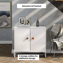 Wealthgirl - Armadietto a 2 ante con 2 ripiani, cassettiera, armadietto laterale con maniglie in legno, per soggiorno, camera da letto, casa o ufficio, in legno MDF e struttura in metallo