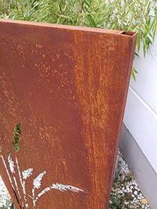 Zen Man 031912 - Paravento da giardino in metallo arrugginito, 1 mm, decorazione da giardino, in acciaio INOX, altezza 125 x 50 cm