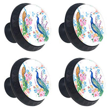 Pavoni e fiori 4 PCS Pomelli per Porta, Pomolo per Mobile, Pomelli per Mobili con Viti, Maniglia per Armadietto, Pomelli per Porta, Pomelli per Cassetti per Porta, Armadio, Cassetto e Credenza