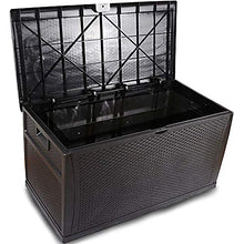 CRZJ Scatole da Ponte, Scatola portaoggetti in plastica per Esterni, Panchine da Giardino con Ruote per mobili da Giardino Cuscini Giocattoli Accessori per Piscine Sportive, 300L,F