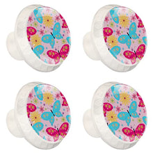 Maniglie per cassetti Manopole per cassetti Manopole rotonde Confezione da 4 per armadietto, cassetti, cassettiere, cassettiere ecc. Fiore farfalla
