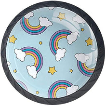Stella gialla della nuvola bianca dell'arcobaleno variopinto Pomelli per Porta Set di 4 Pomelli per Mobili Manopole per Cassetti Cucina Armadio Vetro