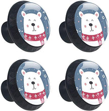 Orso Di Natale Con Sciarpa Neve Inverno Pomelli per Porta Set di 4 Pomelli per Mobili Manopole per Cassetti Cucina Armadio Vetro