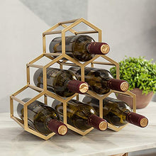 XWZJY Portabottiglie Moderno in Metallo Portabottiglie per Vino Dorato Portabottiglie da Tavolo Alveare, Contiene 6 Bottiglie, Arredamento per la casa e la Cucina