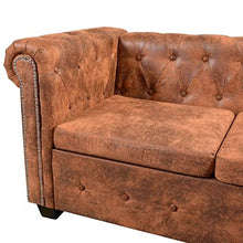 Vislone Divano 6 posti Pelle Artificiale, Divano Chersterfield, Moderno Angolare Divano, Marrone