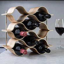 Scaffale per vino, 8 bottiglie di vino, con onde ondulate, in legno, stile moderno, design minimalista e facile da montare e bar familiari, piccolo secco, vino dolce