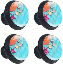 Starfish On Teal In Legno Pomelli per Porta Set di 4 Pomelli per Mobili Manopole per Cassetti Cucina Armadio Vetro