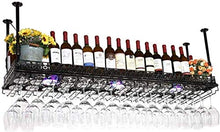 DJSMjbj Stemware Rack in metallo da parete per bottiglie di vino, supporto da appendere a soffitto per bottiglie di vino, facile da installare (dimensioni: 120 x 35 cm)
