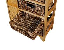 Stile retrò – anni 70: cassettone/comodino/scaffale bianco – 5 cassetti e 5 panieri con disegno florale in arancio e marrone