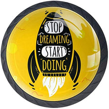 Stop Dreaming Start Doing Pomelli per Porta Set di 4 Pomelli per Mobili Manopole per Cassetti Cucina Armadio Vetro