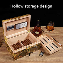 Scatola per Sigari in Stile Cinese Scatola per Sigari in Legno di Cedro Vernice per Pianoforte con Igrometro Elettronico Humidor Stile Dipinto Antico Materiale in Legno di Cedro