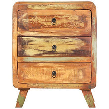 Tidyard Credenza Cassettiera Vintage Rustica in Legno Massello di Recupero con 3 Cassetti 60x35x75 cm,Credenza con Cassetti,Credenza Vintage,Cassettiera Vintage Rustica,Mobiletto da Salotto Vintage