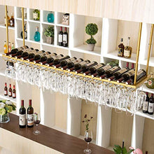 FFYN Portabottiglie e portabottiglie in Ferro da Appendere alla Parete | Armadi per Vino da soffitto per Cucina, Sala da Pranzo, Bar o Cantina | Cornice Dorata