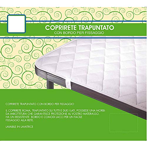 Magie di Casa Coprirete Trapuntato Roma per Letto 1 Piazza, con Bordo per Fissaggio. Made in Italy, Bianco, 85 x 195 cm
