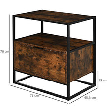 homcom Credenza in Stile Industriale, Comò Vintage in Legno e Metallo per Soggiorno o Camera con 1 Cassetto 73x45.5x76cm