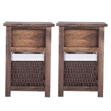 YINUODAY Comodino Rustico Comodini Tavoli Set di 2 Camere da Letto in Stile Rustico con Cassetto E Cestino Tavolino da Caffè Mid-Century da Salotto