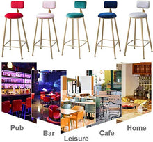 Posto a sedere Sgabello Alto velluto imbottito Bar Sgabello con gambe d'oro ferro Cucina Colazione Dining Chair poggiapiedi contatore Altezza sgabello, Altezza seduta 75cm, Carico massimo 150 kg sgabe