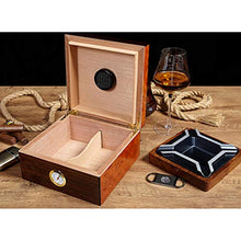 Scatola per Sigari in Legno di Cedro Humidor Scatola per Sigari Portatile Scatola per Sigarette Cerniera in Metallo con Vernice per Pianoforte Doppia Ogni Zona con Umidificatore Termometro