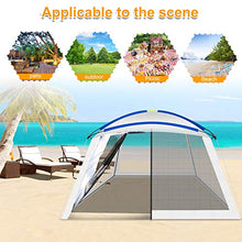 Gazebo 360x360cm Pieghevole Impermeabile, Gazebo Tenda da Giardino, Grande Tenda Padiglione Esterno con 4 Zanzariera Laterale per Campeggio Giardino Spiaggia, Montaggio Rapido, 5-8 Persone