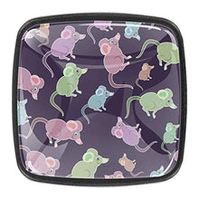 4 pomelli in vetro di cristallo per armadietti con design multiplo per cassetti, cassetti, cassetti, cassetti, armadi, comodini, libreria, viola, verde, blu, motivo topi