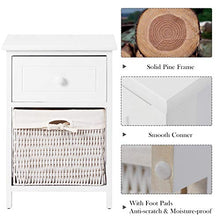 Wealthgirl Comodino con Cassetto e Strato, Cesto in vimini in legno Mini Organizer per camera da letto comodino divano