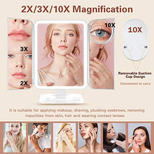 Specchio Trucco con Luci 68 LED, Ricaricabile Specchio Cosmetico Triplo con Ingrandimento 2X/3X/10X, Rotazione 180° Ideale per Trucco, Rasatura e Lenti Contatto,Specchio Cosmetico da Tavolo