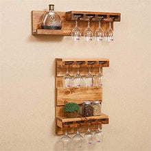 Classico 2 Tiers montaggio a parete di legno di pino bottiglia di vino Rack |Mensola Titolare del calice del vino Holder Hanging 8 Vino mensola di vetro Spice Rack bagagli impianto galleggiante Mensol