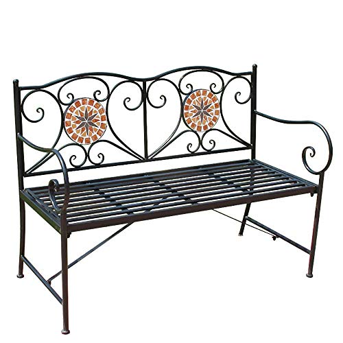 GaoF panchina per Il Tempo Libero per Balcone in Ferro battuto per Uso Domestico, panchina da Giardino per Esterni, panchina Vuota antiruggine con Struttura in ghisa, Adatta per Strada/Piazza/Prato
