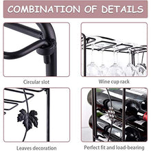 Porta Bottiglie di Vino da Terra, Portabottiglie Vino Pieghevole in Metallo per 4 O 8 Bottiglie E 8 Bicchieri da Vino per Decorazione Domestica Conservazione della Cucina Bar Cantina