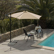 Ombrellone da Giardino Decentrato, Ombrellone Terrazzo, Balcone, Ombrellone Parasole Regolabile, Chiusura a Manovella con Base a Croce, Colore Beige 3 Metri x 2,47 Metri