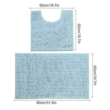 Wearable Carpet Set da bagno rettangolare in due pezzi a forma di U Tappetino da bagno morbido e confortevole per soggiorno per bagno(Blue-green)