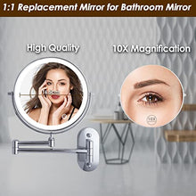 Auxmir Specchio Trucco con Ingrandimento 10X, Specchio Bagno con Luci, Luminosità Regolabile, Specchio Cosmetico per Bagno Hotel Spa, Adatto a  modello X-8CB