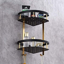 AGGF Portaoggetti per Doccia da Bagno Portaoggetti angolare in Alluminio Nero Antico + Oro Nero a Doppio Triangolo