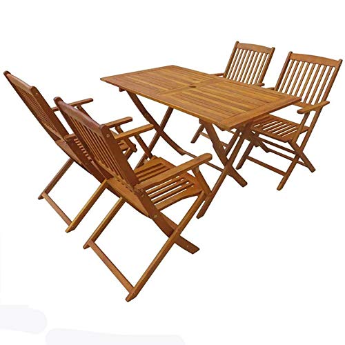 Computer portatile Stand Stand Solid Acacia Legno Outdoor Dining Set 5 Pezzi Giardino Pieghevole Tavolo Sedia