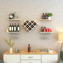 LDM Portabottiglie in Legno per Vino da Parete Portabottiglie in Vetro Champagne 4 Ripiani galleggianti Accessori per Bar Scaffalature (Naturale, Effetto Legno)