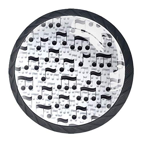 Wetia Note Musicali in Bianco e Nero Il cassetto di Cristallo del Guardaroba di 4 Pezzi gestisce Un Buon Regalo per i Bambini per la Cucina di casa Armadio Armadio Armadio Nero3,5 x 2,8 cm