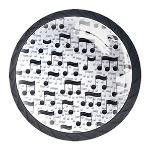Wetia Note Musicali in Bianco e Nero Il cassetto di Cristallo del Guardaroba di 4 Pezzi gestisce Un Buon Regalo per i Bambini per la Cucina di casa Armadio Armadio Armadio Nero3,5 x 2,8 cm