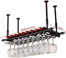 MFLASMF Upside Down Wine Glass Holder/Wine Rack on The Ceiling Decorative Bar, Wrought Iron Wine Rack Restaurant, Kitchen,Bronze,80X30CM