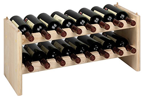 Piushopping Cantinetta componibile portabottiglie Vino in Legno di Pino Naturale 16 postazioni per modulo Dimensione cm 69x27xh30