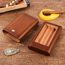 FxsD Cigar Box, Portable Cigar Box in Similpelle, Legno di Cedro Fodera, 3 Sigaro idratante bocchini ## (Color : Brown)